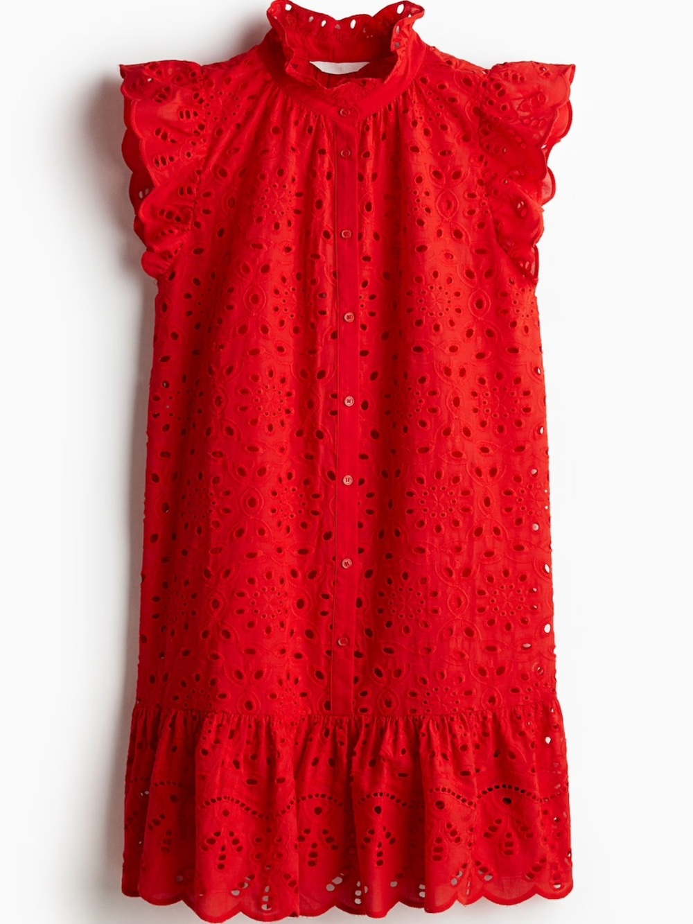 H&M Maternity MAMA Red Eyelet Ruffle Shift Dress